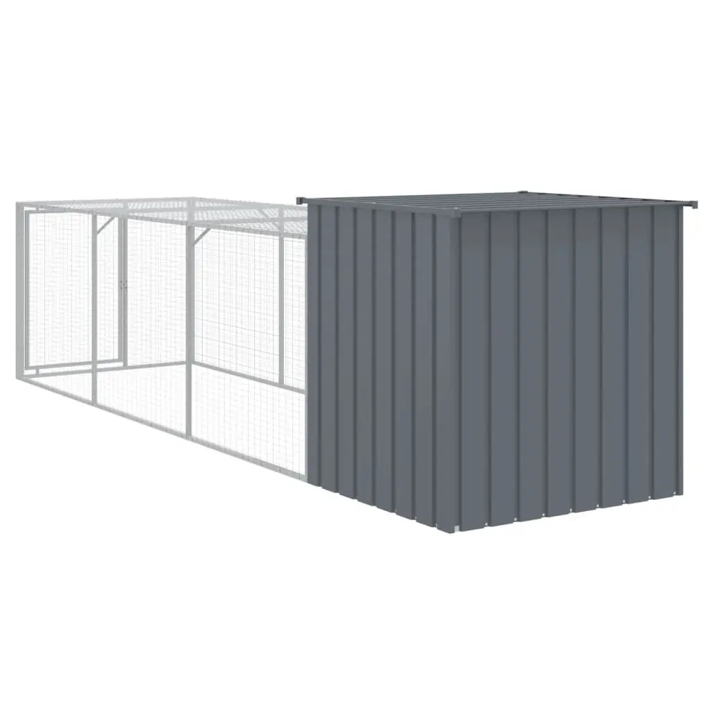 Chicken Coop Anthracite Galvanised Steel Small Animal Enclosure with Run 110x405x110 cm