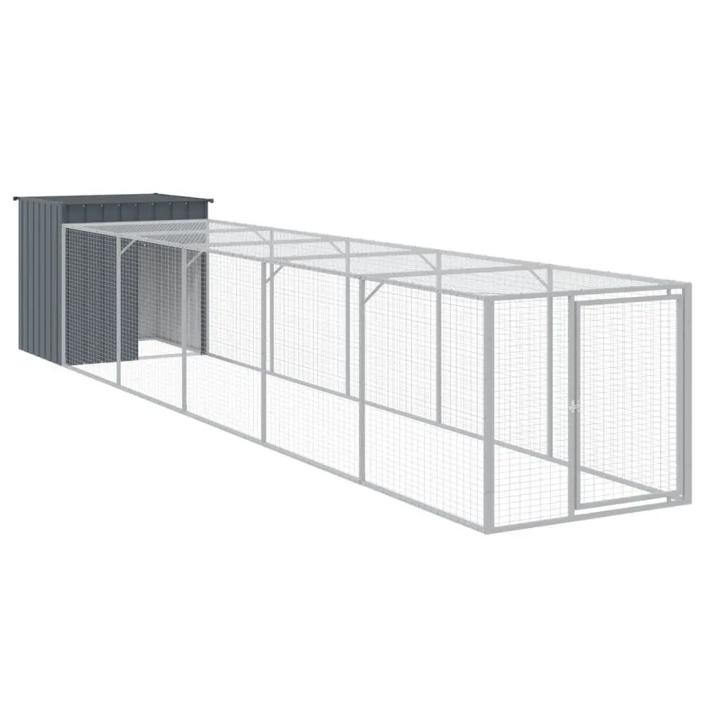 Chicken Cage with Run Galvanised Steel Anthracite 110x609x110 cm