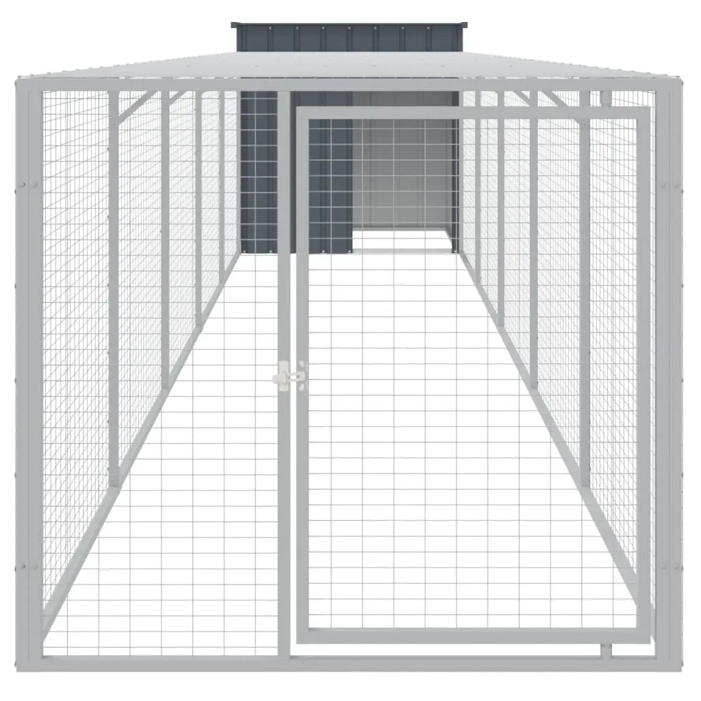 Chicken Cage with Run Galvanised Steel Anthracite 110x609x110 cm