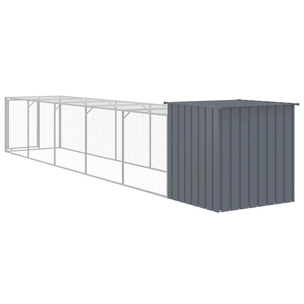 Chicken Cage with Run Galvanised Steel Anthracite 110x609x110 cm