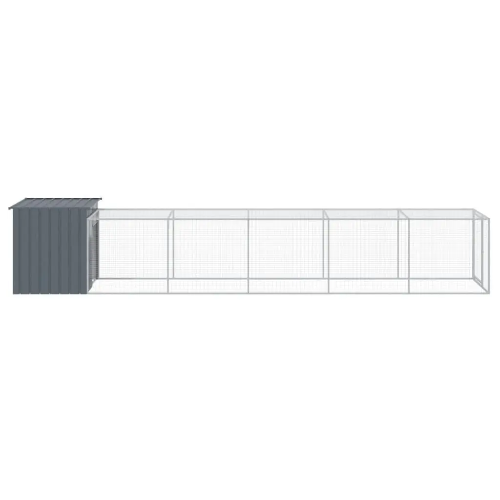 Chicken Cage with Run Galvanised Steel Anthracite 110x609x110 cm