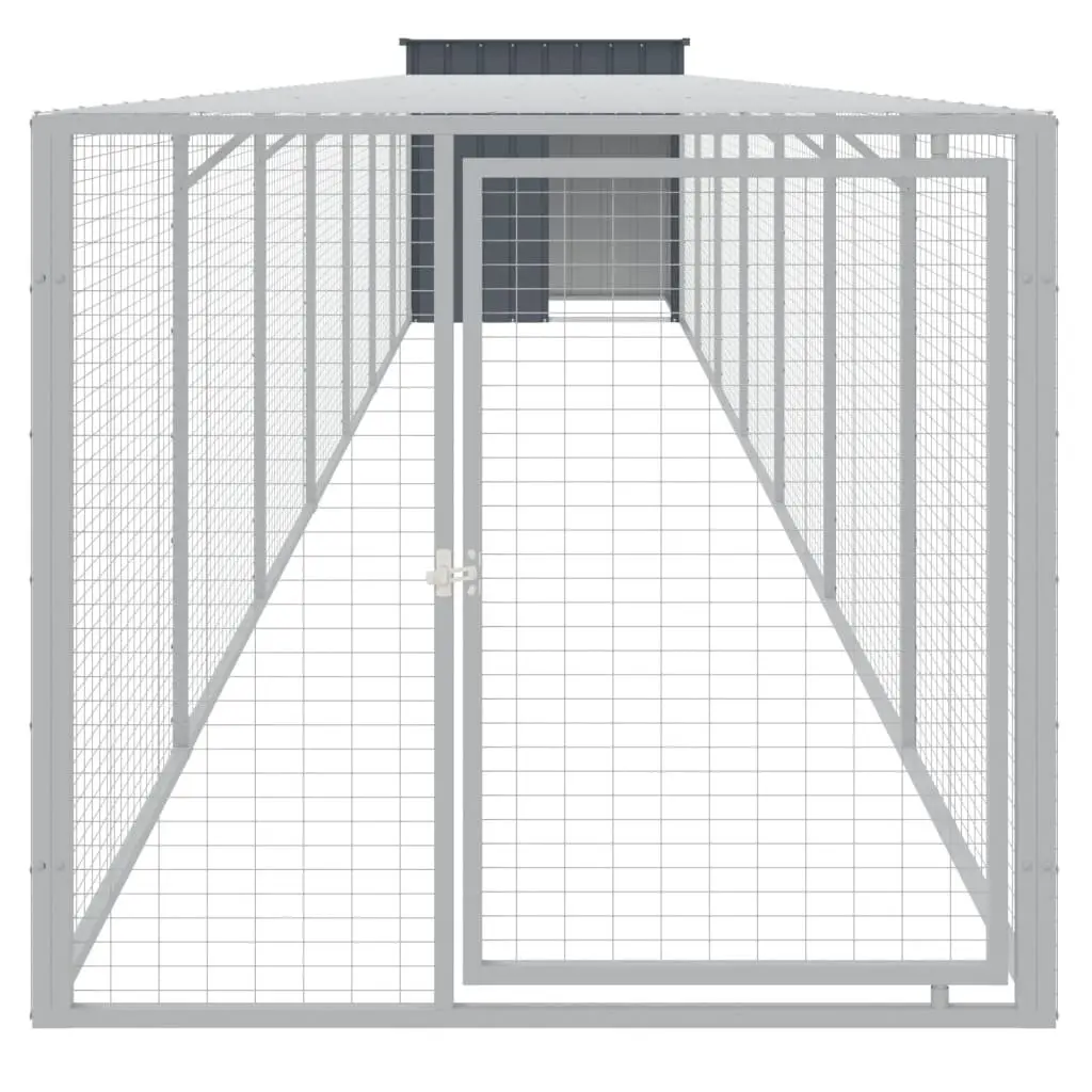 Chicken Coop with Run Galvanised Steel Anthracite Small Animal Habitat 110x81x110cm
