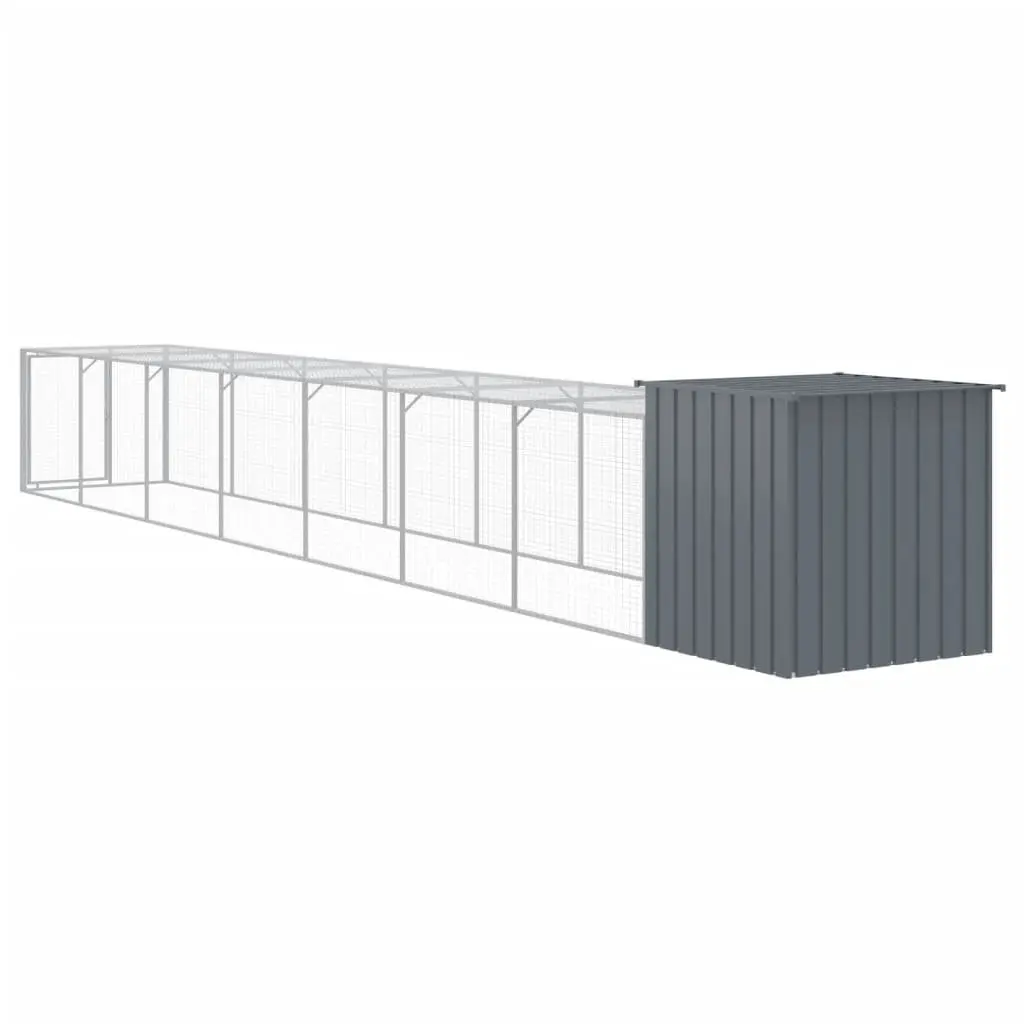 Chicken Coop with Run Galvanised Steel Anthracite Small Animal Habitat 110x81x110cm