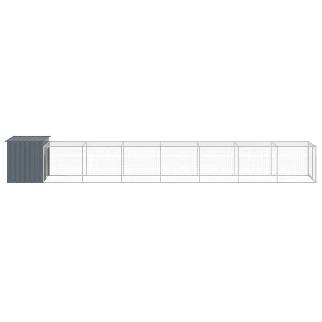 Chicken Coop with Run Galvanised Steel Anthracite Small Animal Habitat 110x81x110cm