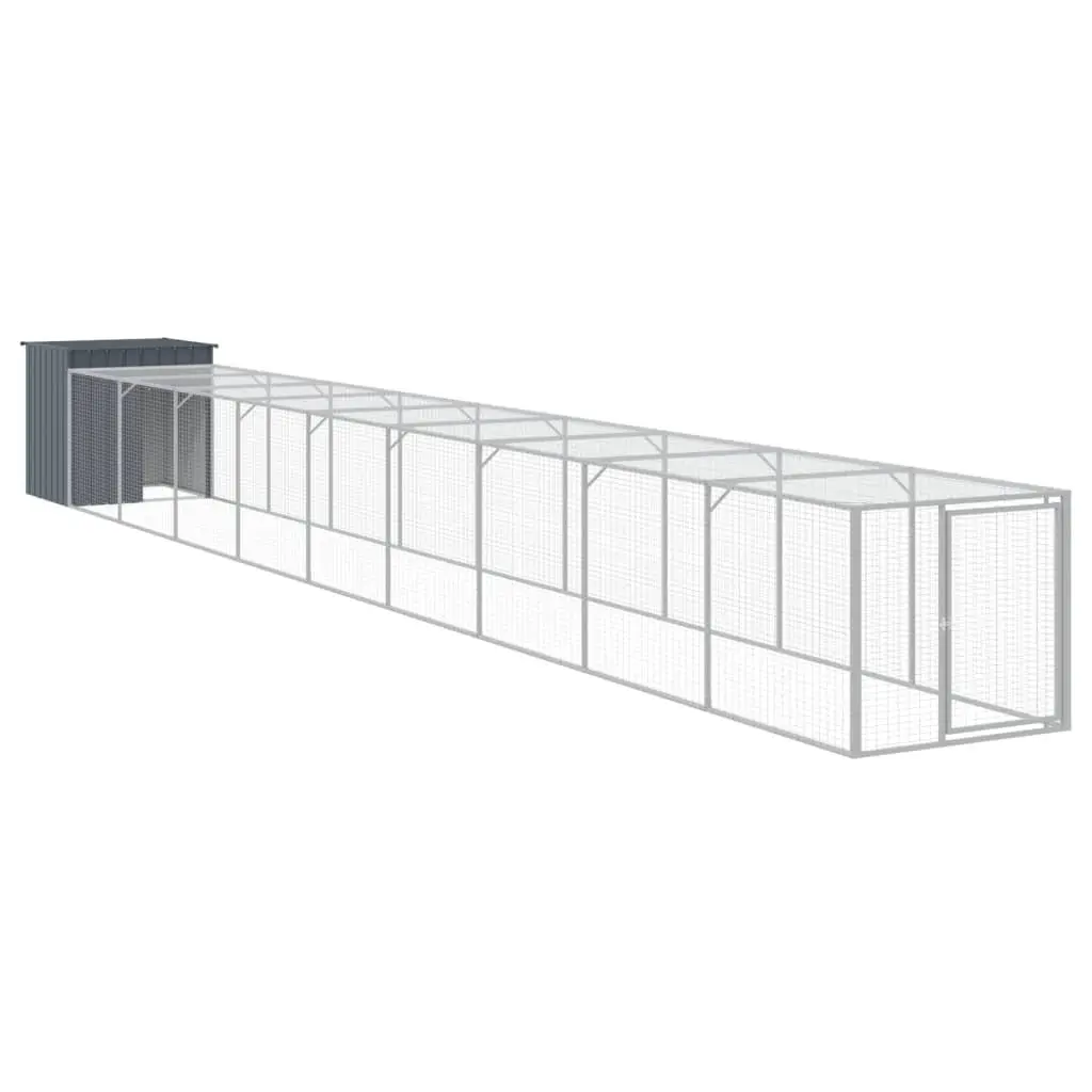 Chicken Cage with Run Anthracite Galvanised Steel Small Animal Habitat Coop