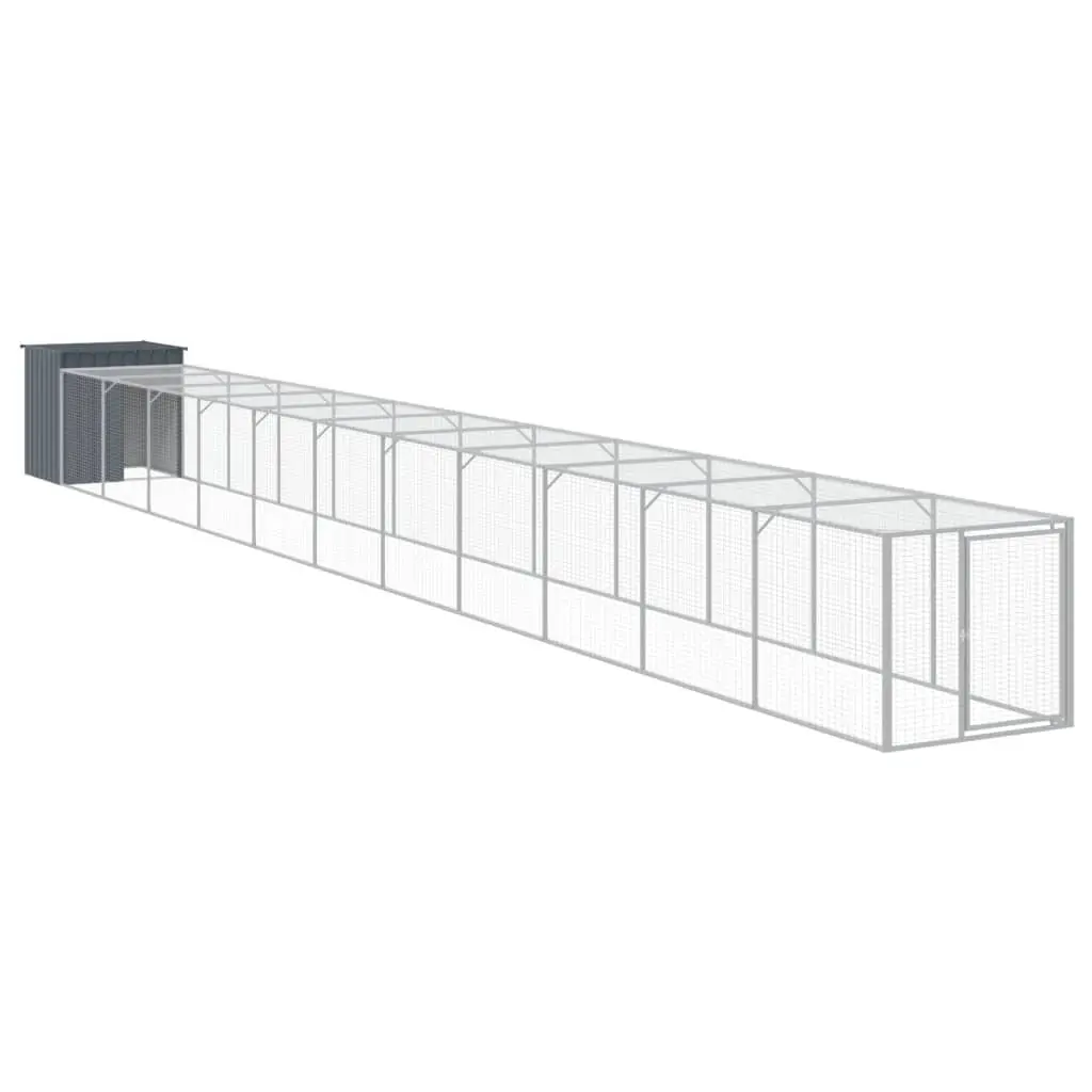 Chicken Coop Anthracite Galvanised Steel Habitat with Run for Small Animals