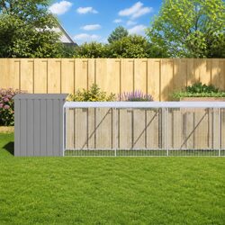 Chicken Cage with Run Light Grey Galvanised Steel Small Animal Habitat Coop