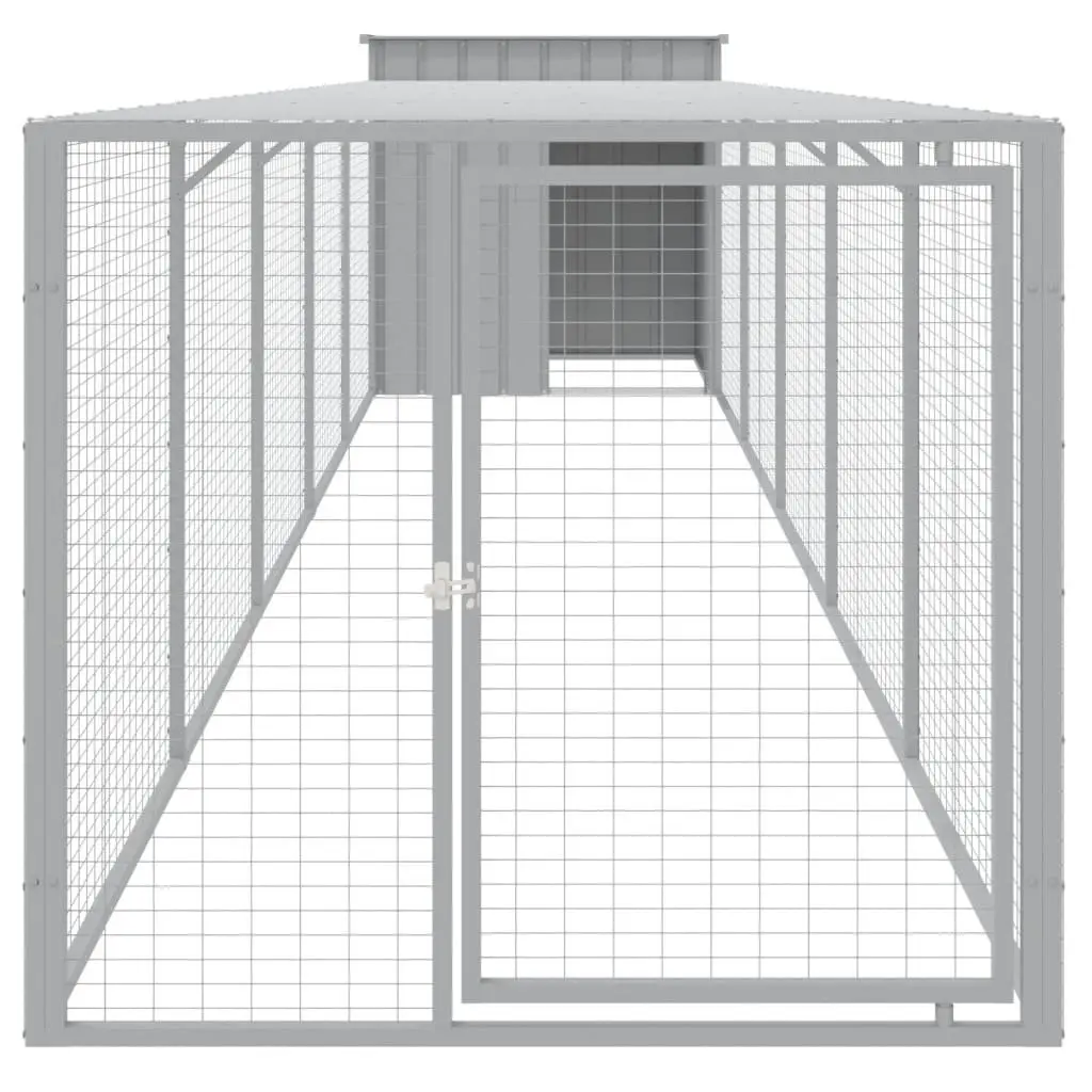 Chicken Coop Galvanised Steel Light Grey Habitat with Extended Run for Small Animals
