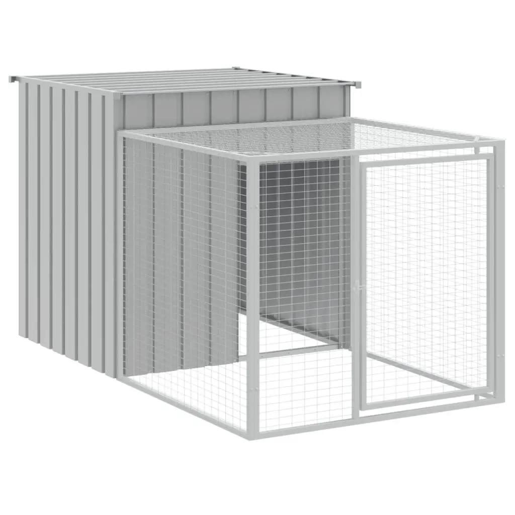 Chicken Coop Galvanised Steel Light Grey Habitat with Extended Run for Small Animals