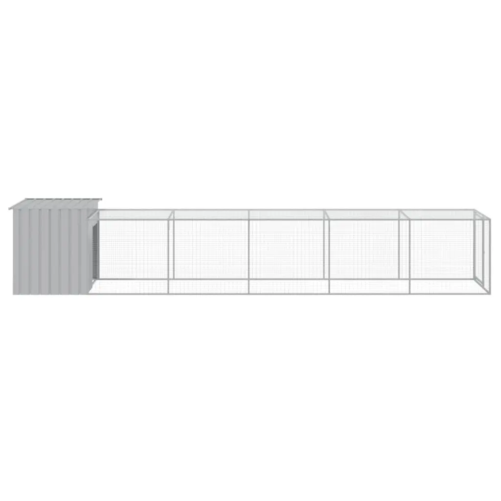 Chicken Coop Galvanised Steel Light Grey Habitat with Extended Run for Small Animals