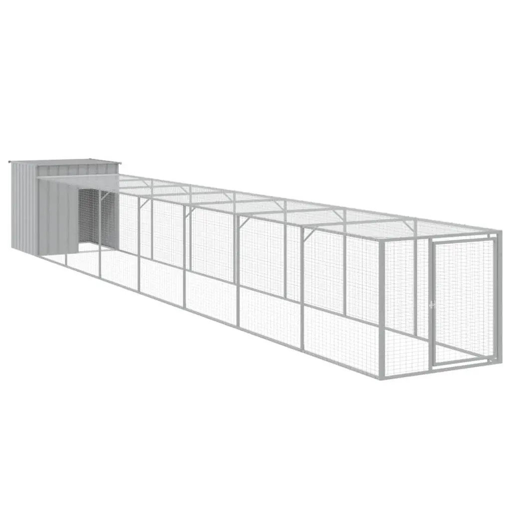 Galvanised Steel Chicken Coop with Run Grey 110x813x110 cm