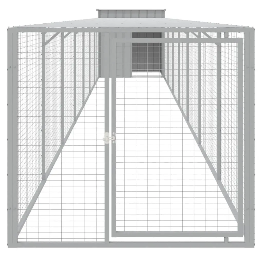 Galvanised Steel Chicken Coop with Run Grey 110x813x110 cm