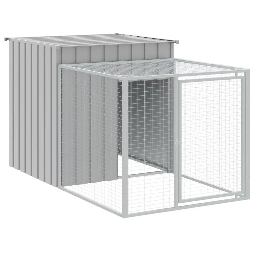 Chicken Coop Light Grey Galvanised Steel with Run for Small Animals