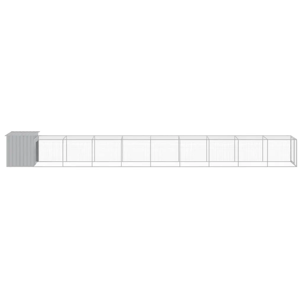 Chicken Coop Light Grey Galvanised Steel with Run for Small Animals