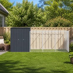 Friendly Anthracite Dog House with Run for Your Pet