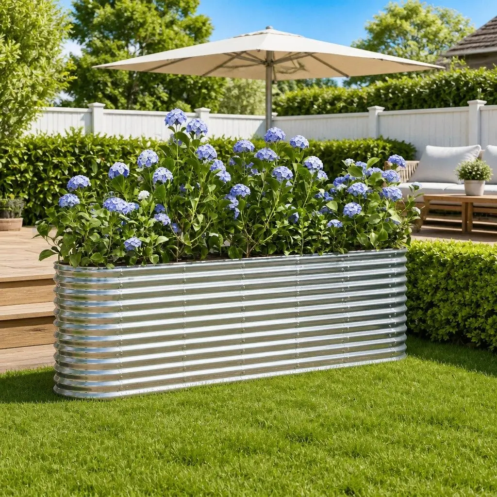 Galvanised Steel Raised Garden Bed Planter Box Outdoor 224 x 40 x 68 cm