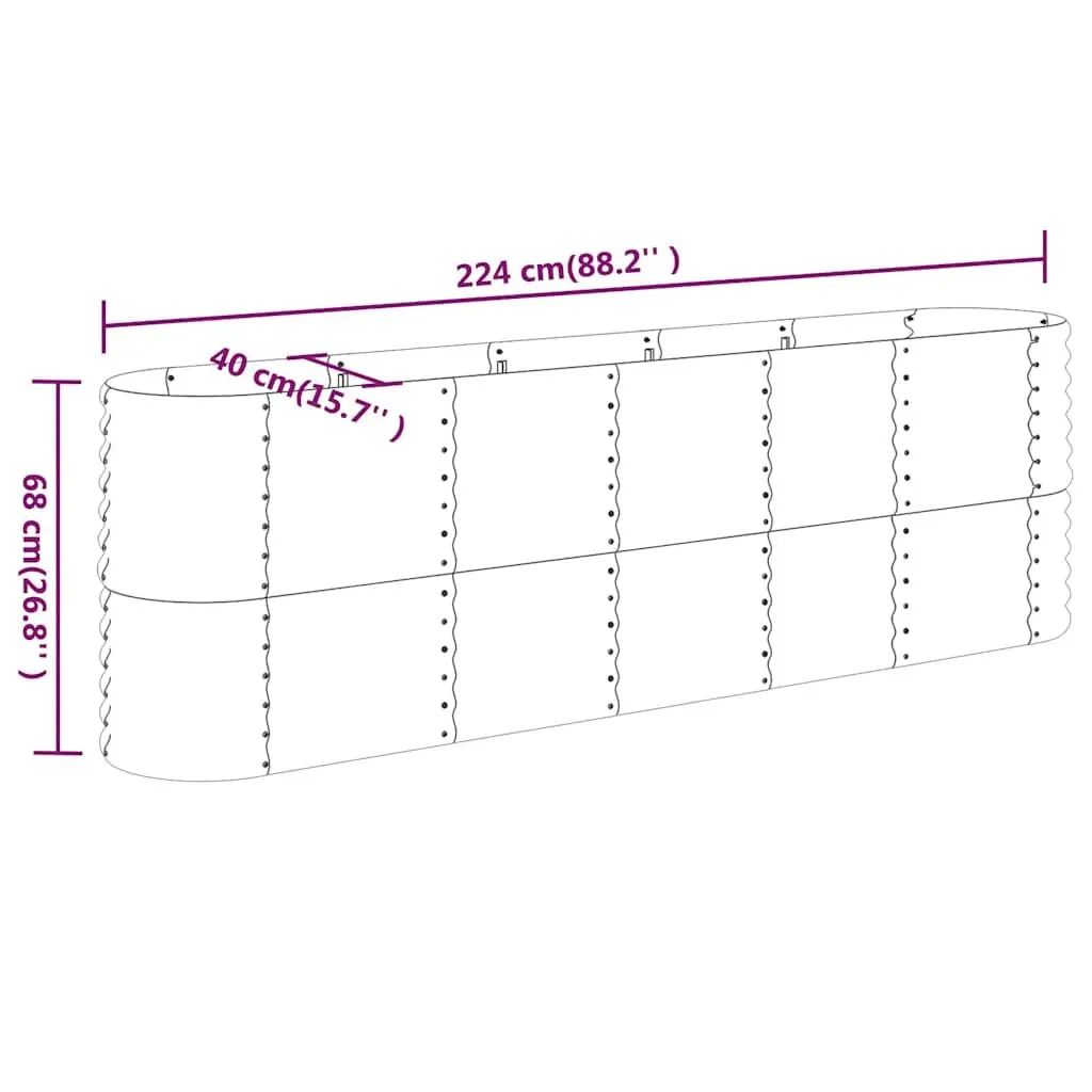 Galvanised Steel Raised Garden Bed Planter Box Outdoor 224 x 40 x 68 cm