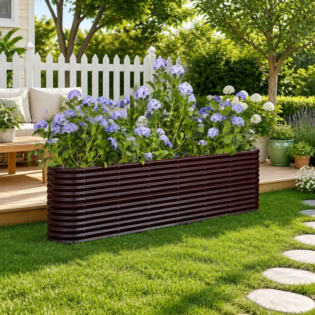 Garden Raised Bed Planter Box Galvanised Steel Frame 260 x 40 x 68 cm