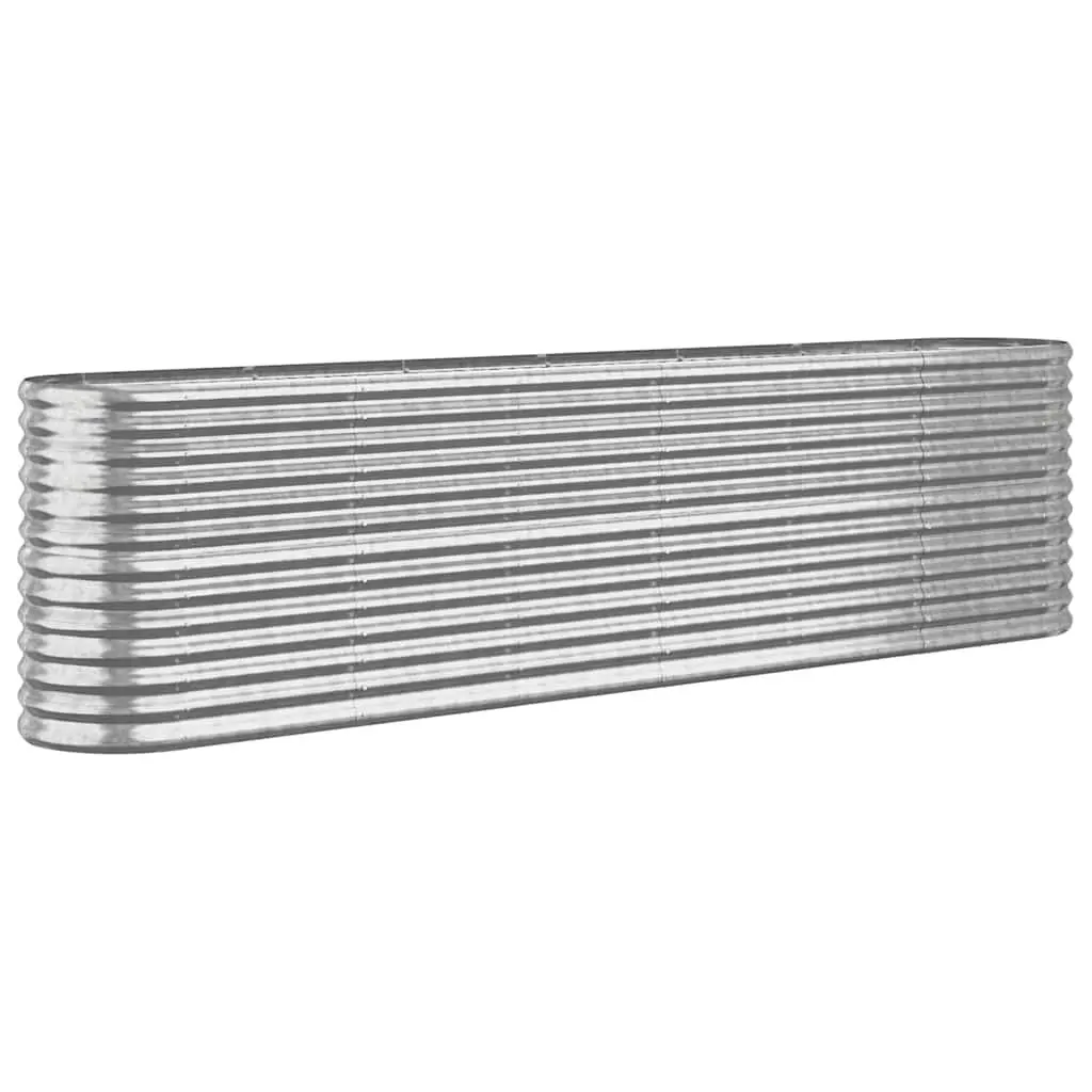 Galvanised Steel Raised Garden Bed Planter Sturdy Silver 260x40x68cm Outdoor Flower Pot