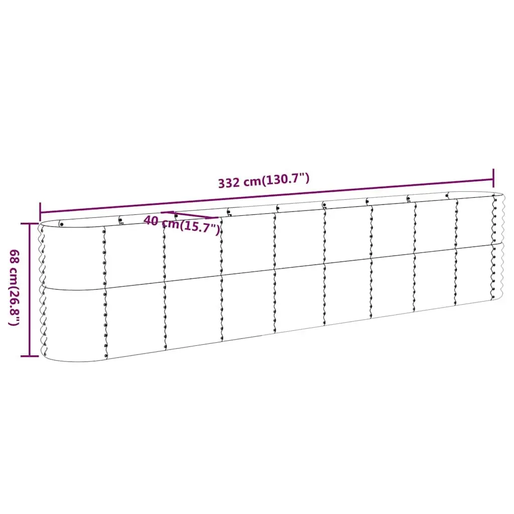 Garden Raised Bed Planter Box Galvanised Steel Frame 332 x 40 x 68 cm