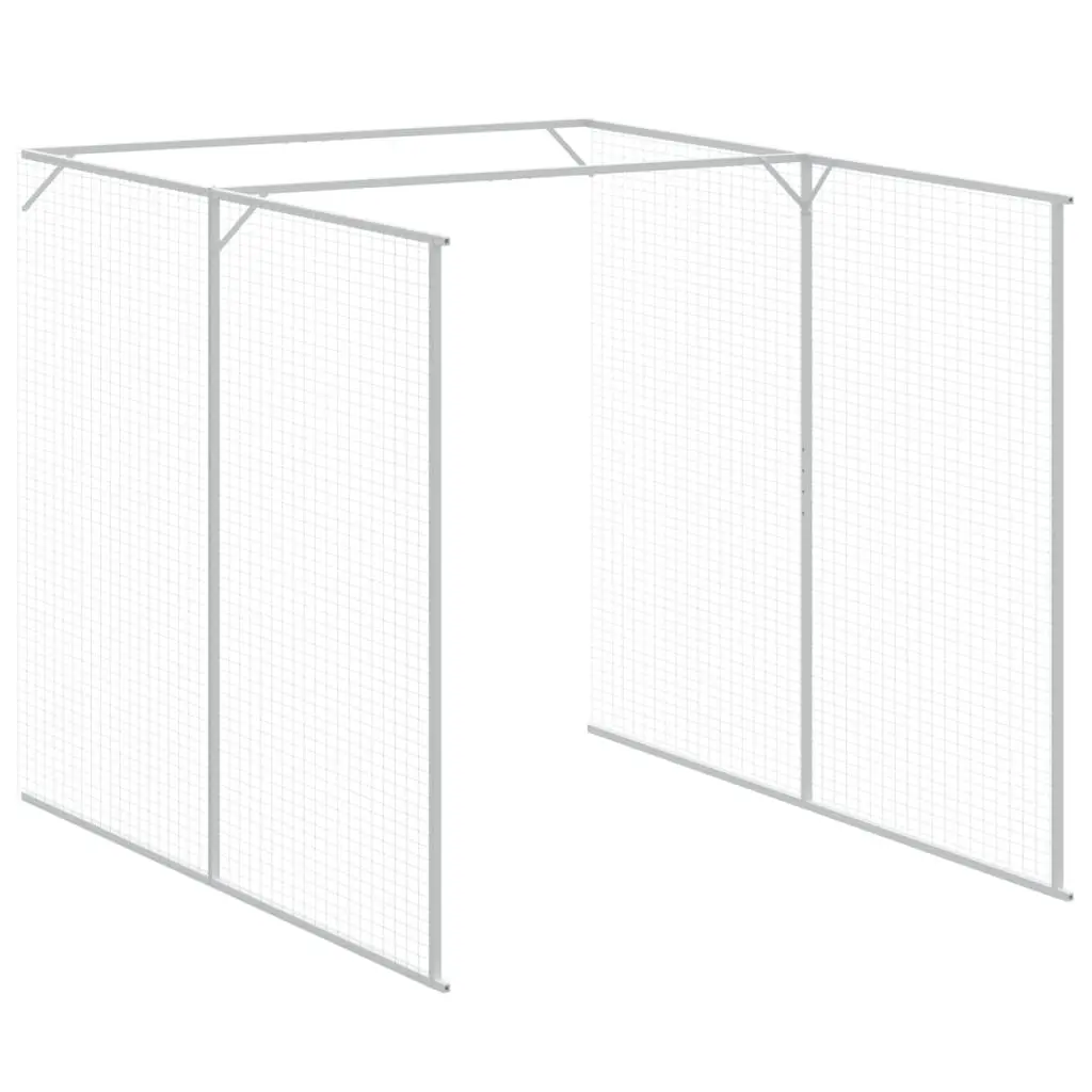 Dog House with Run Galvanised Steel Anthracite Outdoor Enclosure