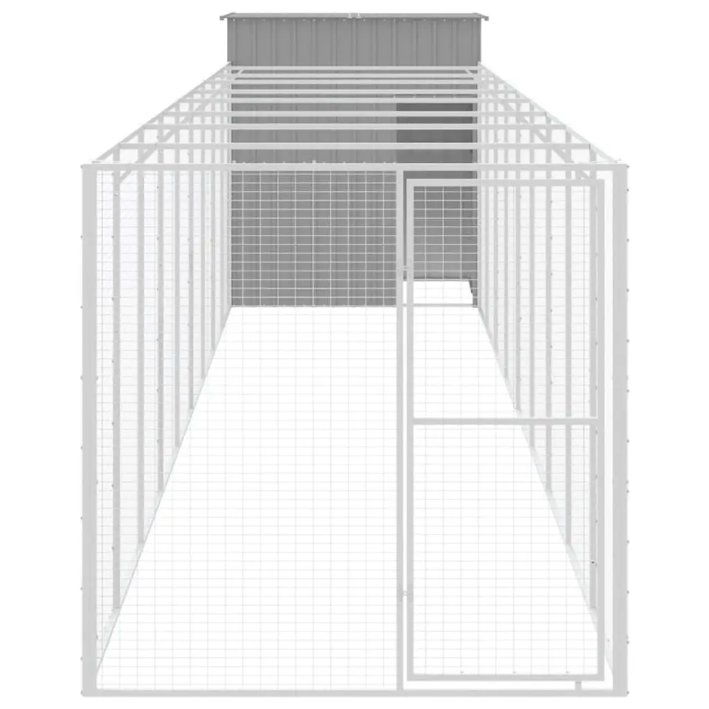 Dog Kennel with Run Enclosure Galvanised Steel Outdoor Size 165 x 1067 x 181 cm
