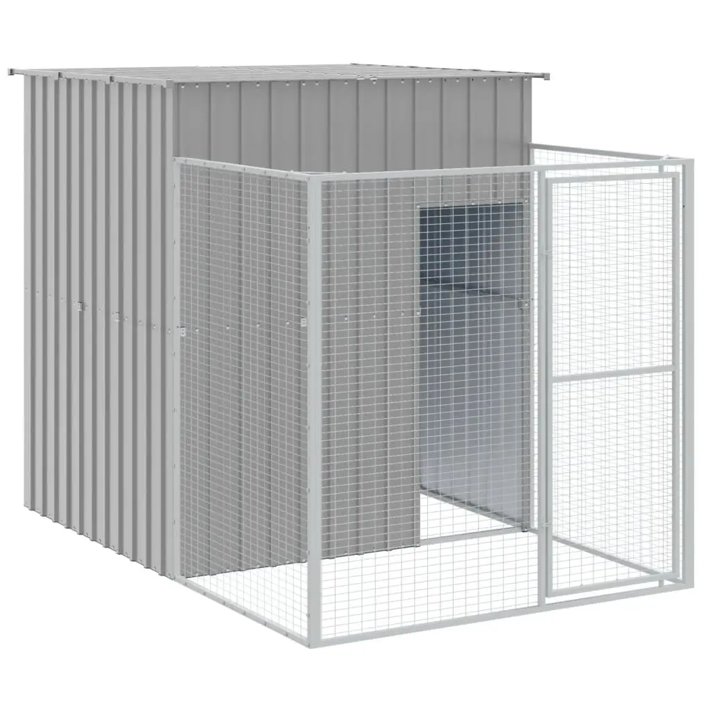 Dog Kennel with Run Enclosure Galvanised Steel Outdoor Size 165 x 1067 x 181 cm