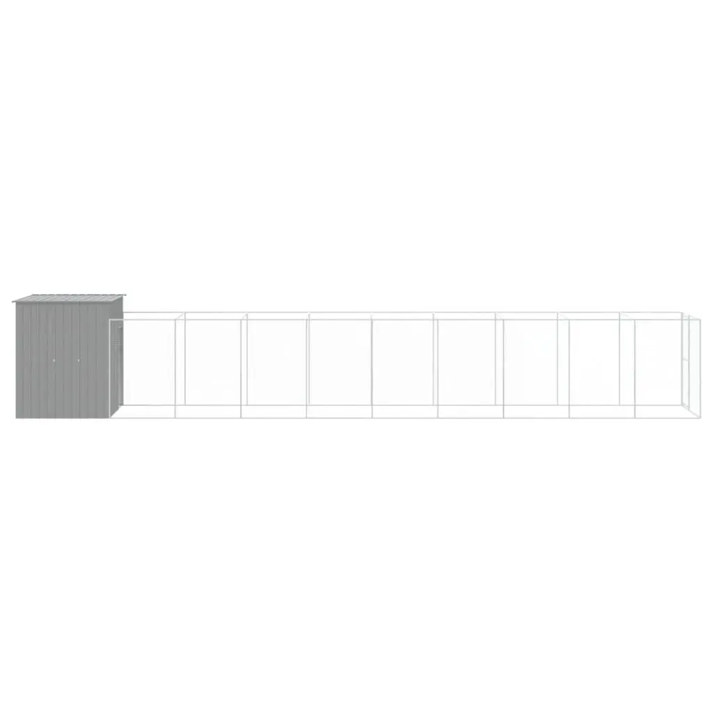 Dog Kennel with Run Enclosure Galvanised Steel Outdoor Size 165 x 1067 x 181 cm