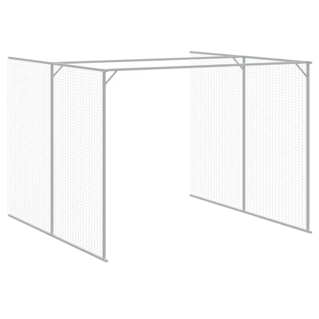 Dog House with Run Galvanised Steel Anthracite Outdoor Pet Kennel Enclosure