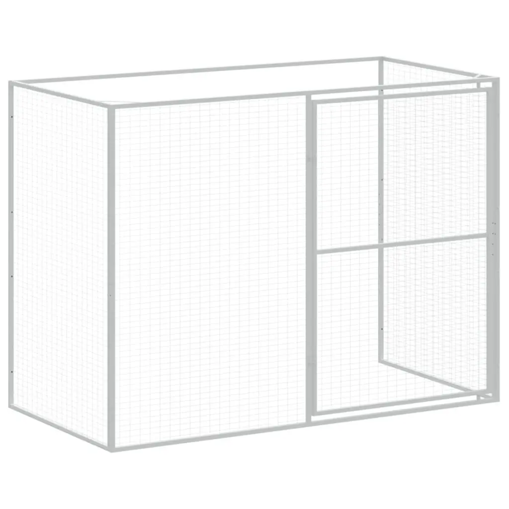 Dog House with Run Grey Galvanised Steel Outdoor Kennel Cage Enclosure Pet