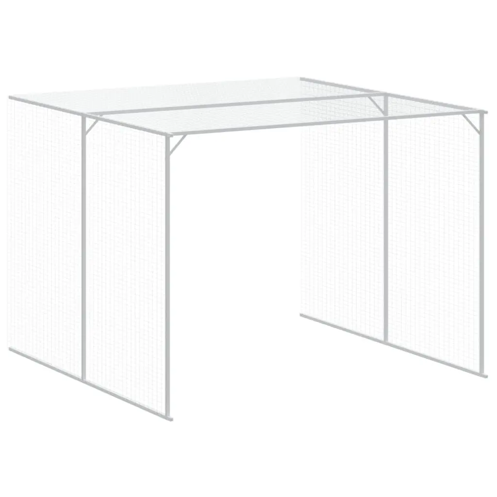Dog House with Run Galvanised Steel Anthracite Outdoor Pet Kennel Enclosure 214 x 457 x 181 cm