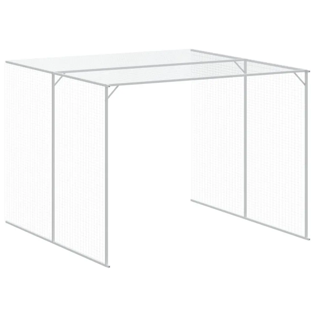 Dog House with Run Galvanised Steel Outdoor Pet Kennel Cage Enclosure Anthracite 214 x 1069 x 181 cm