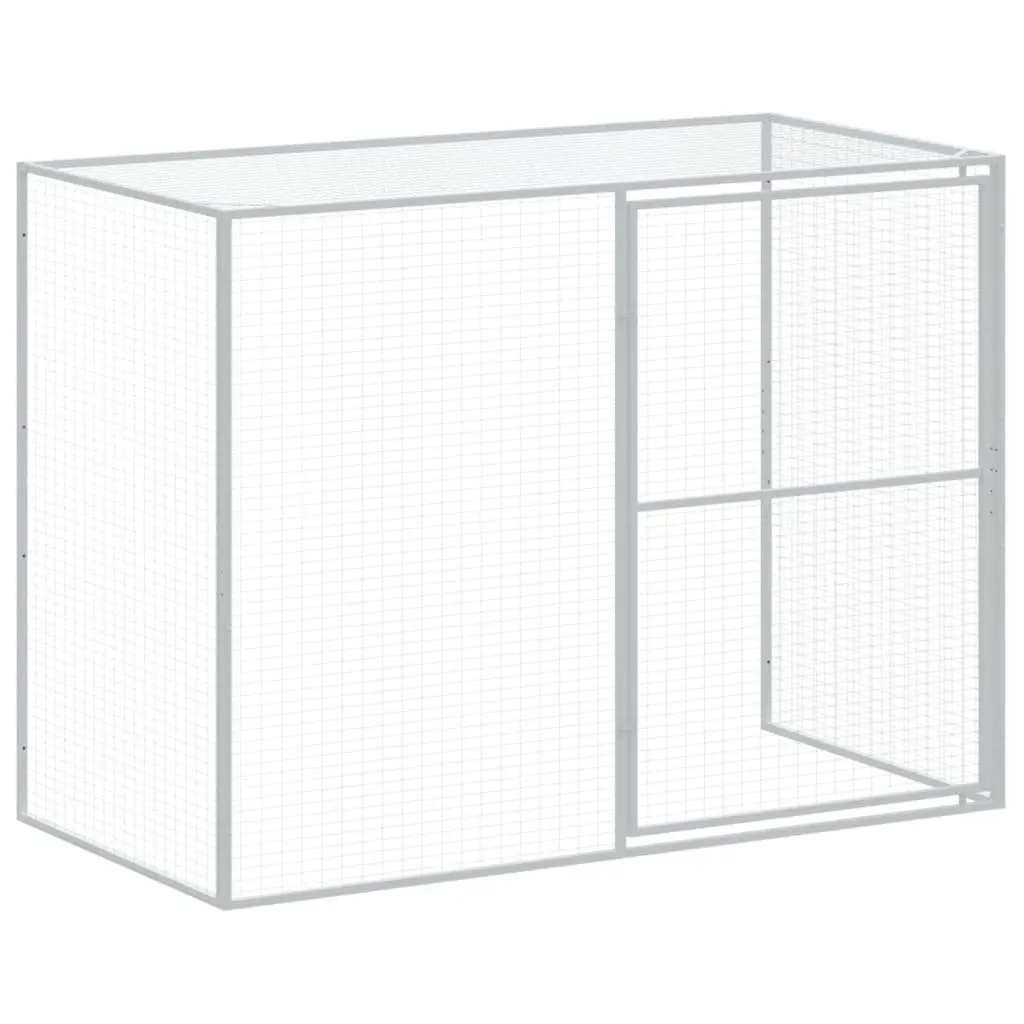 Dog House with Run Galvanised Steel Outdoor Pet Kennel Cage Enclosure Anthracite 214 x 1069 x 181 cm