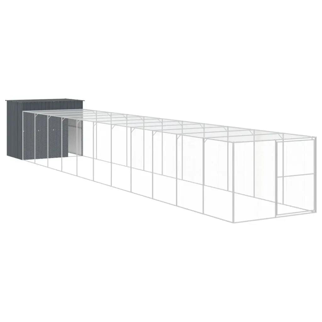Dog Kennel with Extended Run Galvanised Steel Large Outdoor