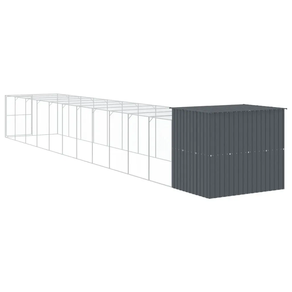 Dog Kennel with Extended Run Galvanised Steel Large Outdoor