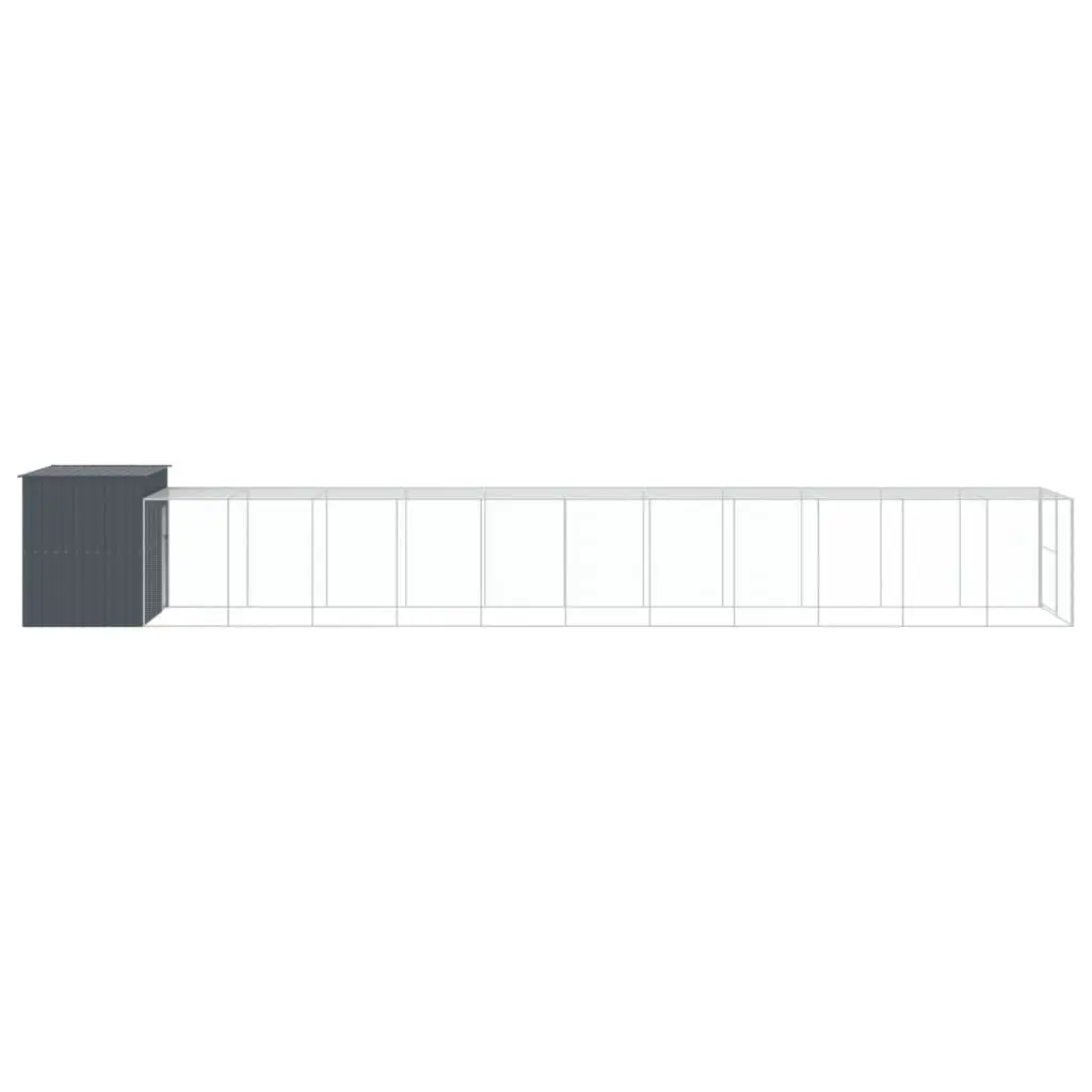 Dog Kennel with Extended Run Galvanised Steel Large Outdoor