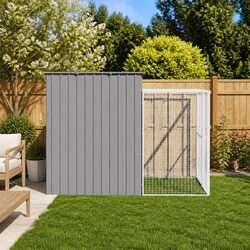 Your Dog Will Love This Light Grey Kennel with Run
