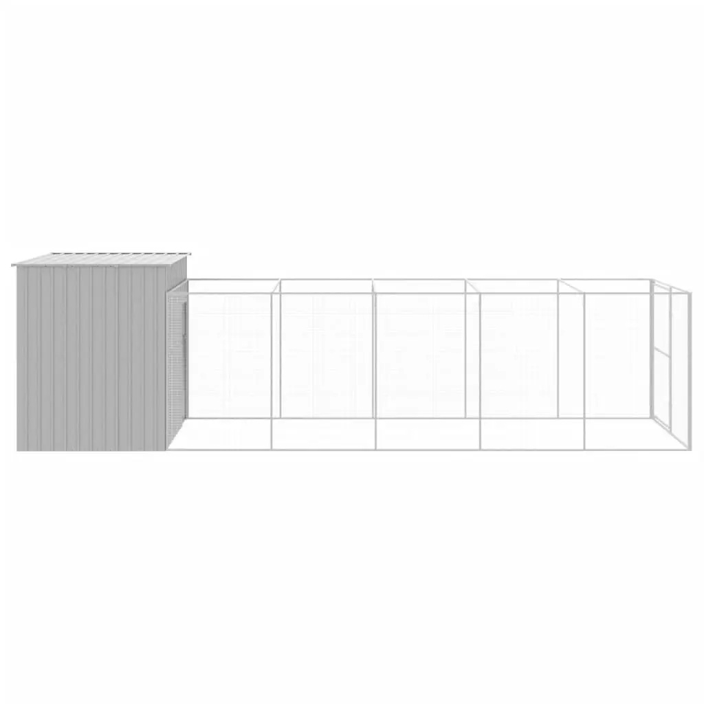 Dog Kennel with Extended Run Galvanised Steel Large Outdoor Pet Enclosure