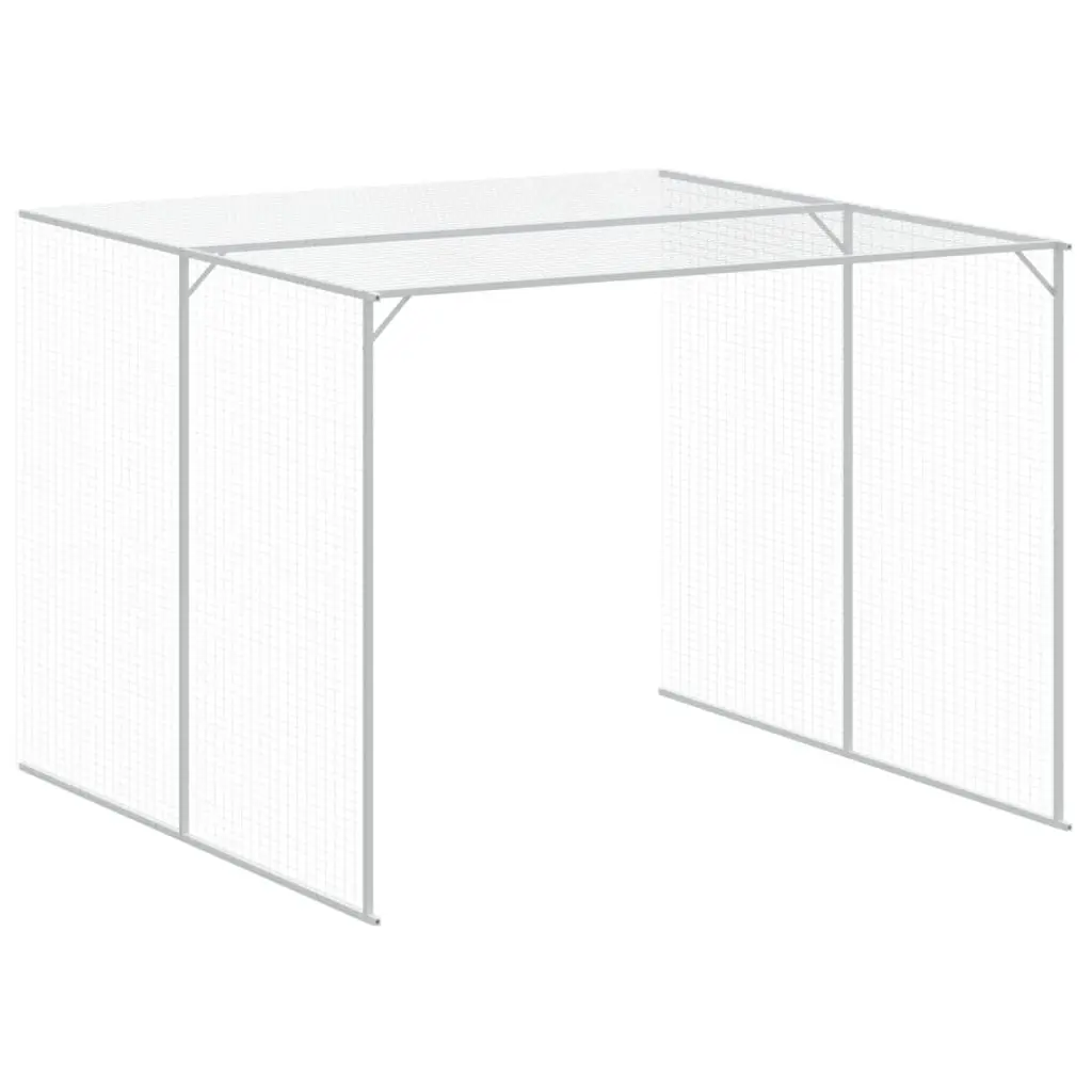Dog House with Run Galvanised Steel Light Grey 214 x 865 x 181 cm