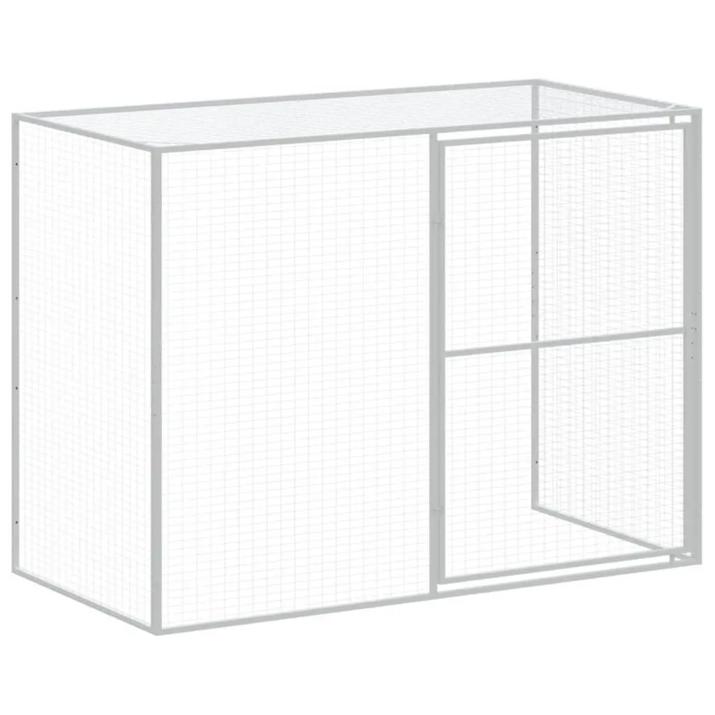 Dog House with Run Galvanised Steel Light Grey 214 x 865 x 181 cm