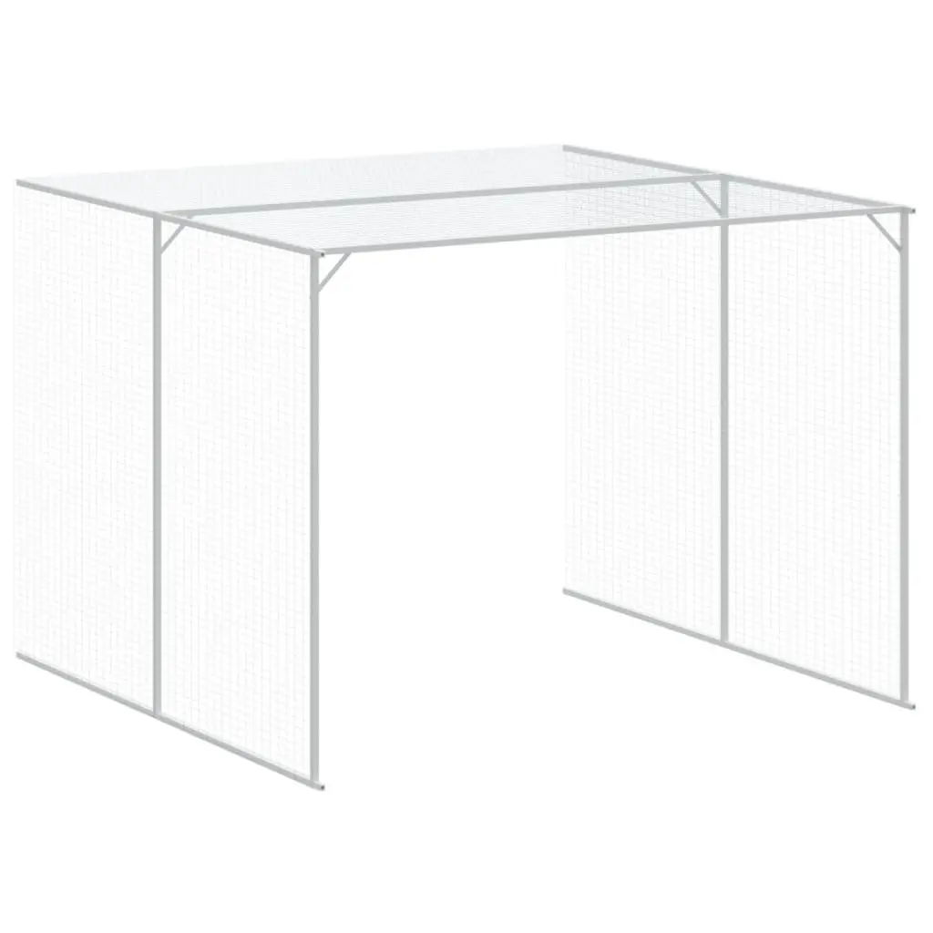 Dog Kennel Galvanised Steel Outdoor House with Run Grey 214 x 1069 x 181 cm