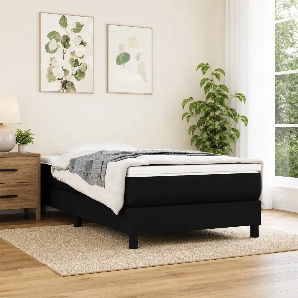 Box Spring Bed Frame Supportive Black Fabric King Single Size