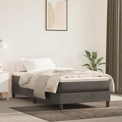 King Single Grey Velvet Box Spring Bed Frame