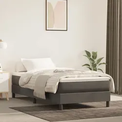 King Single Grey Velvet Box Spring Bed Frame