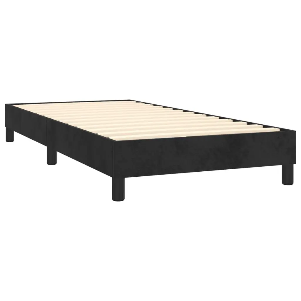 Box Spring Bed Frame Black Velvet Upholstered King Single