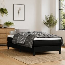 Box Spring Bed with Pocket Spring Mattress Black 100x200 cm Faux Leather Frame