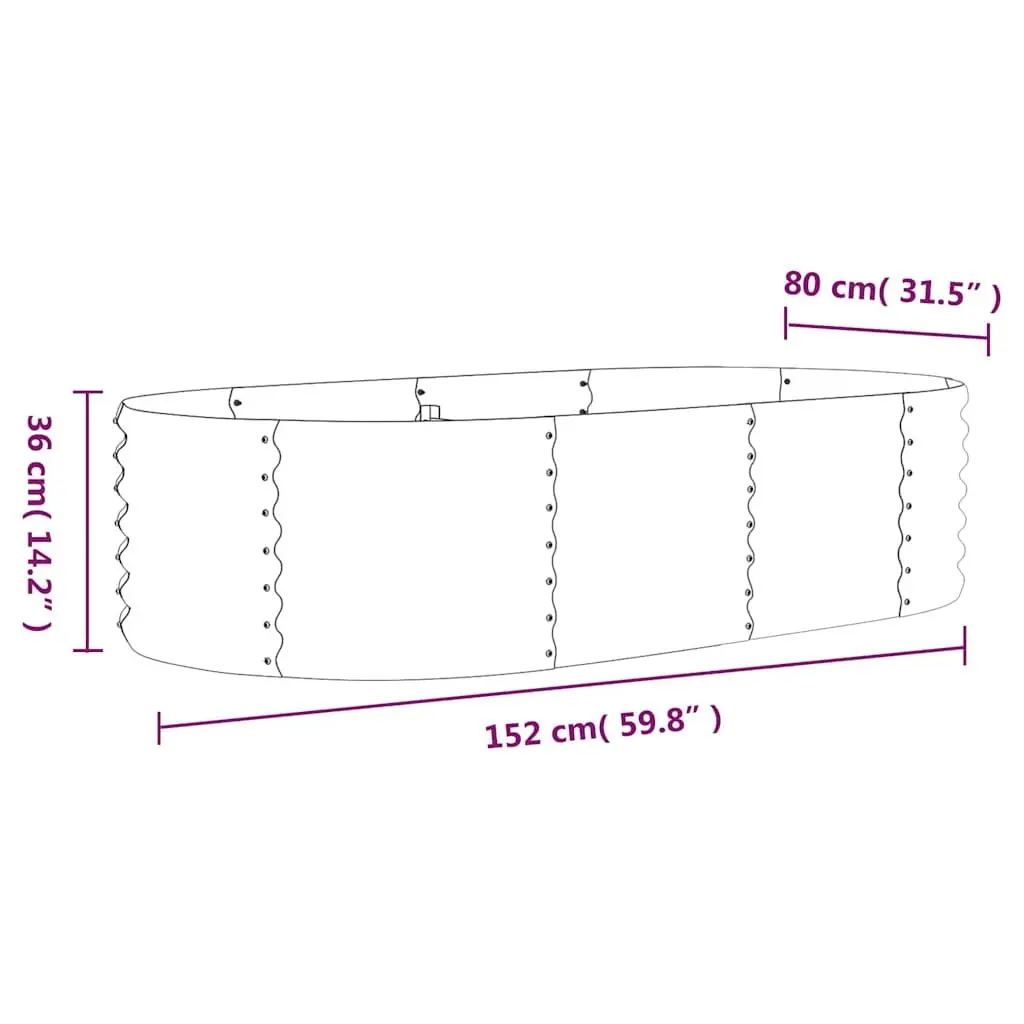 Raised Garden Bed Planter Box Sturdy Galvanised Steel Frame 152 x 80 x 36 cm