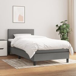 Your New Grey Box Spring Bed with Adjustable Headboard 100x200 cm