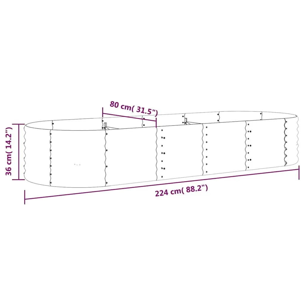 Raised Garden Bed Planter Box Galvanised Steel Anthracite 224x80x36cm