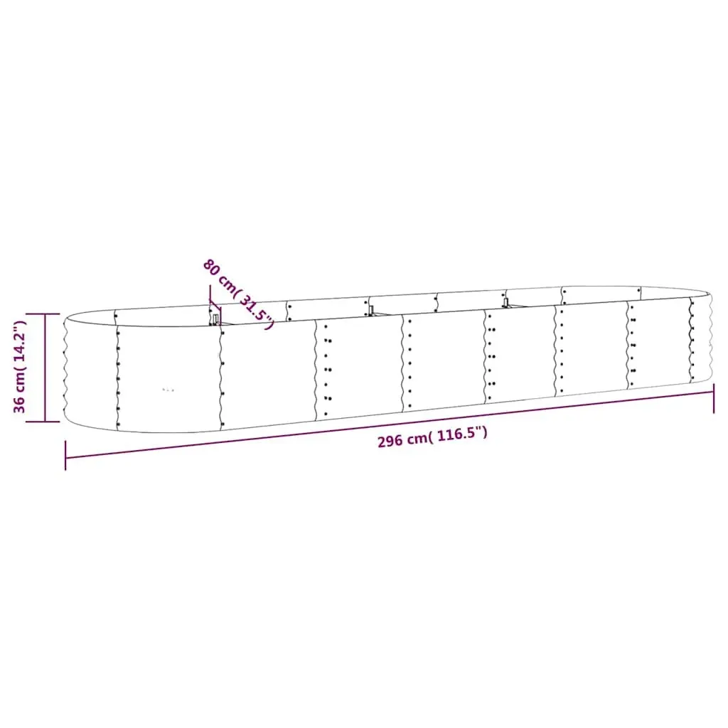 Garden Raised Bed Galvanised Steel Planter Box 296 x 80 x 36 cm